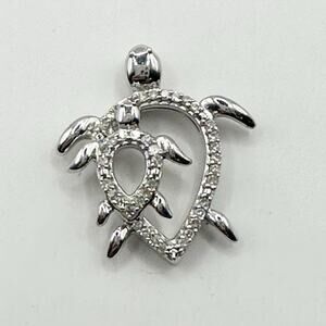 JWBR 925 Sterling Silver Stamped Marked Signed Turtle Pendant Mother Baby Beach
